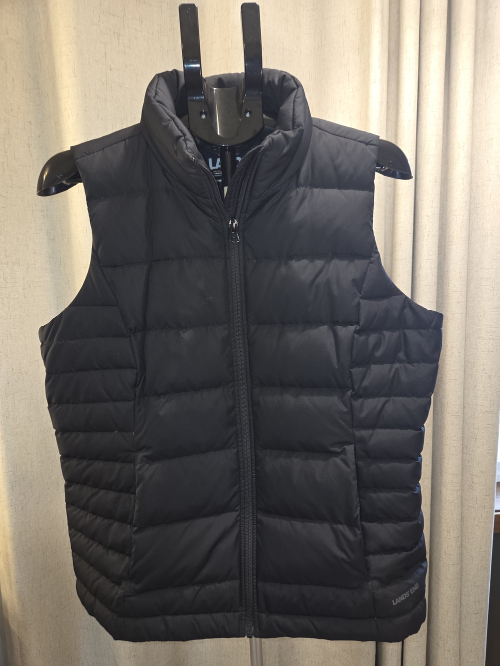 Lands' End Black Quilted Puffer Vest - Women's